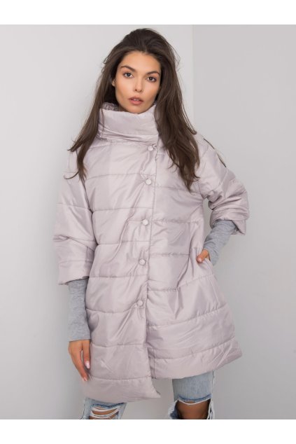 Prošívaná bunda na cvočky světle šedá