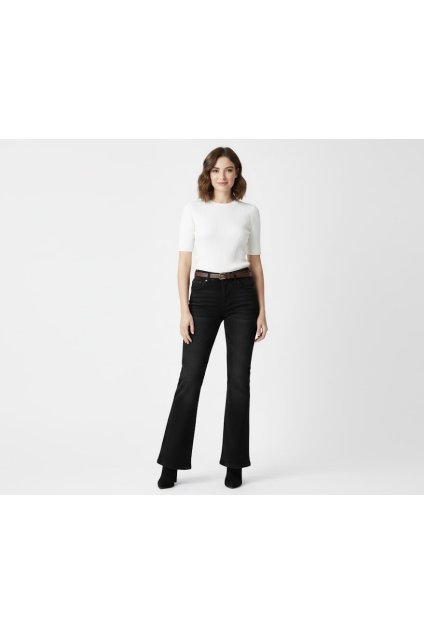 Flare fit džíny černé s páskem