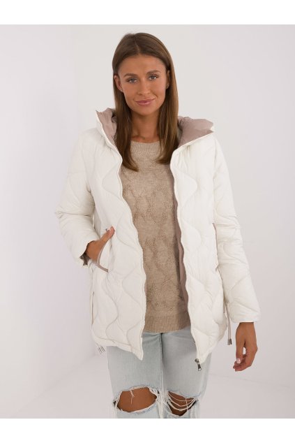 Přechodová prošívaná bunda s kapsami bílá