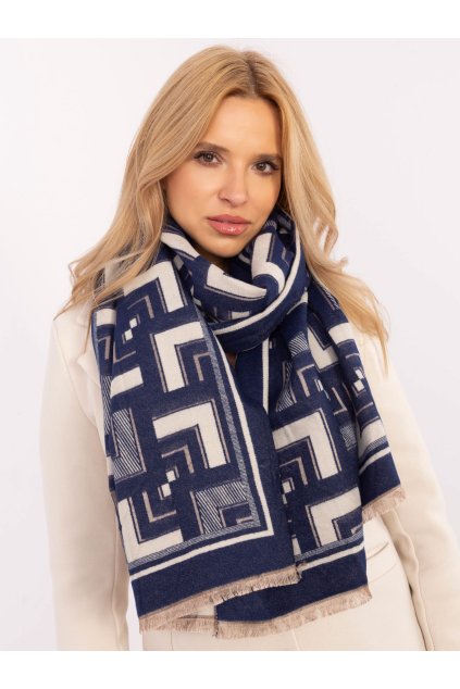 pol pl Hurt Granatowo ecru szal z geometryczne wzory 410929 4