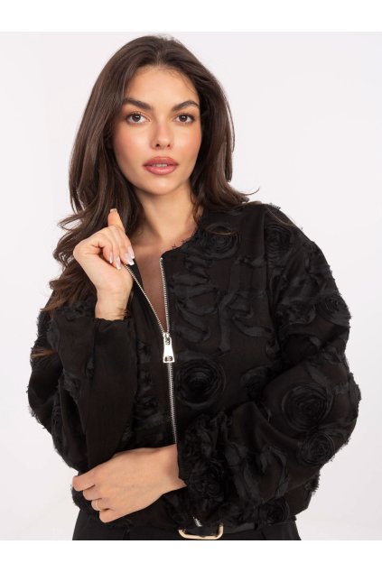 Bomber bunda s růžemi černá