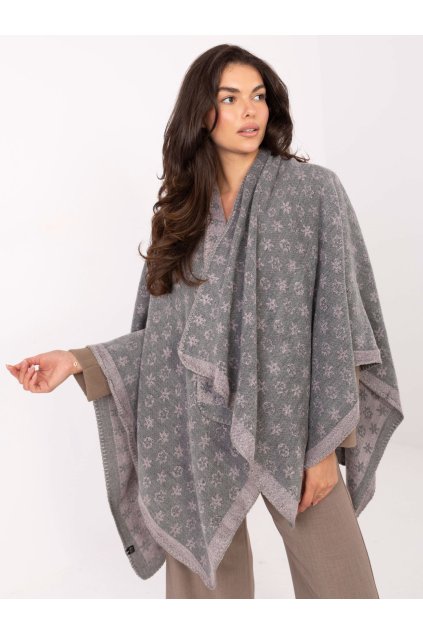 pol pl Szaro jasnorozowe damskie ponczo z nadrukiem 414069 1