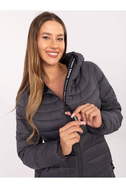 Přechodná bunda s kapucí tmavě šedá