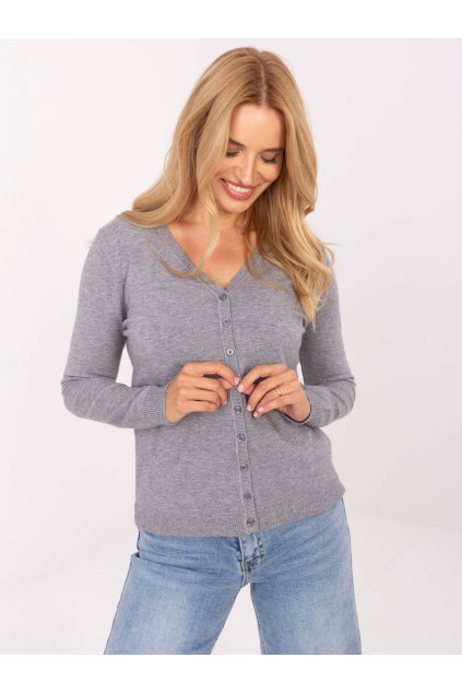 pol pl Szary rozpinany sweter z dekoltem V 413553 1