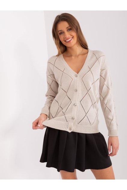 pol pl Hurt Bezowy rozpinany sweter oversize z guzikami RUE PARIS 404635 4