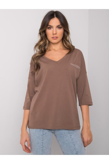 pol pl Brazowa bawelniana bluzka na co dzien Sofia RUE PARIS 381055 1