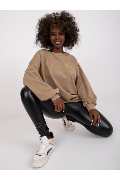 pol pl Ciemnobezowo zlota dresowa bluza bez kaptura oversize Damiette 384358 1