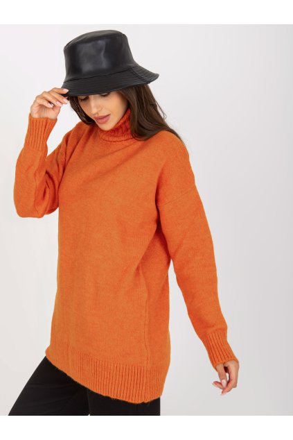 pol pl Hurt Ciemnopomaranczowy sweter z golfem o luznym kroju RUE PARIS 389920 6