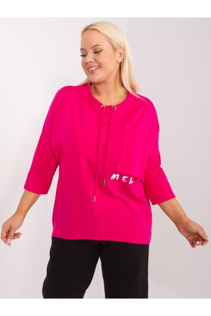 pol pl Hurt Fuksjowa casualowa bluzka plus size z napisem 405589 1