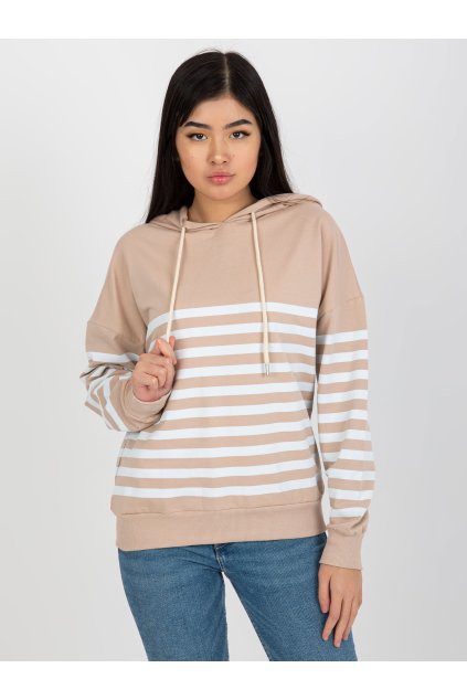 pol pl Hurt Bezowo biala damska bluza basic z kapturem RUE PARIS 393364 4