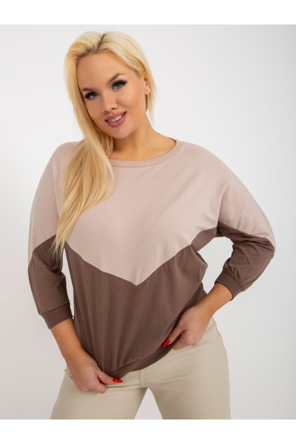 Dvoubarevná lehká mikina do V plus size