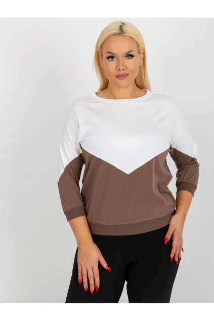 Dvoubarevná lehká mikina do V plus size