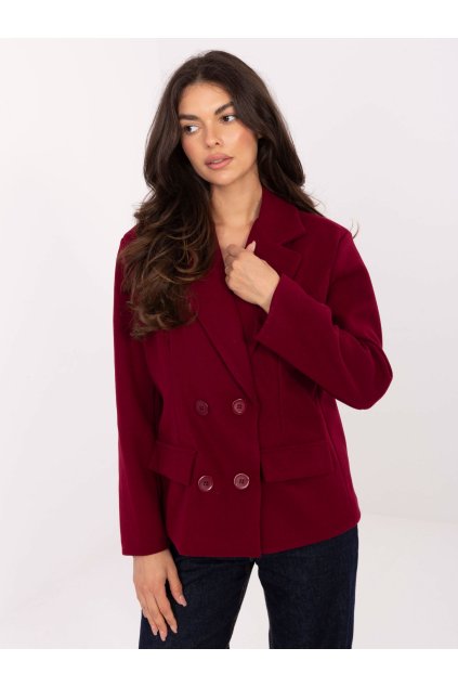 Elegantní dvouřadý kabát vínový