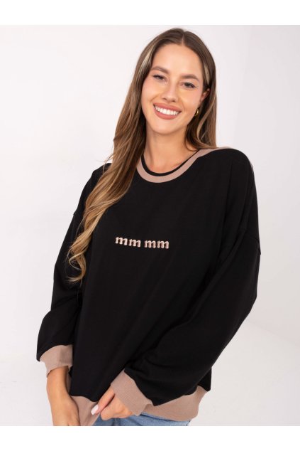 Jednoduchá mikina s vyšívaným vzorem černá