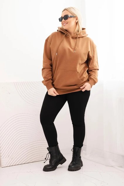 cze pl Damska mikina s kapuci a klokankou Plus Size z bavlny camelova 35986 1 result