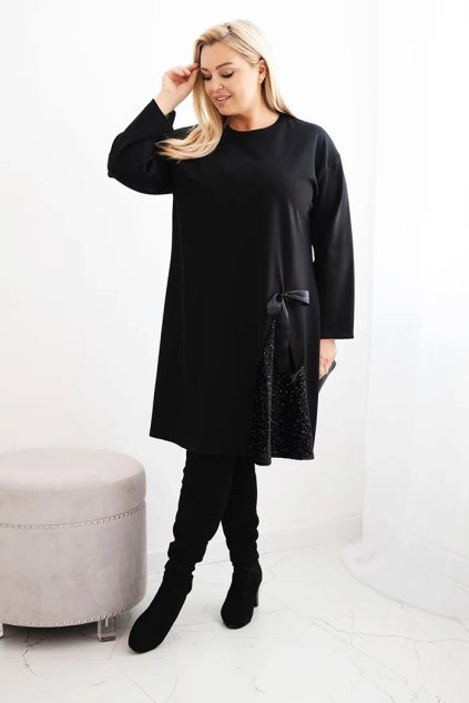 cze pl Damska suknicka Plus Size s ozdobnym vsazenim z flitru cerna 35783 1 result