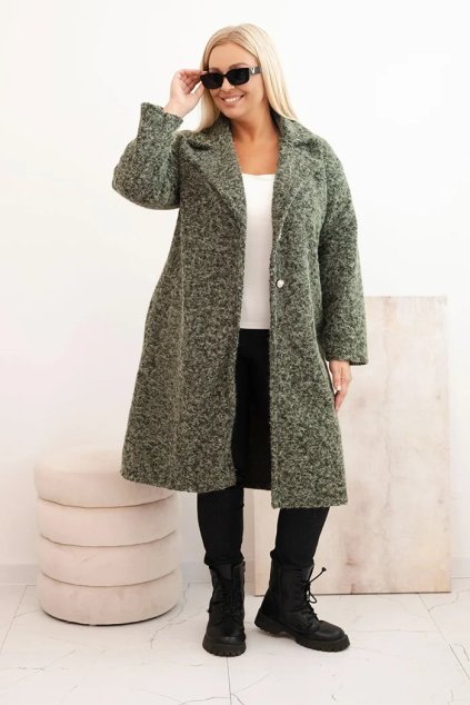 Kabát s vlnou a límcem khaki