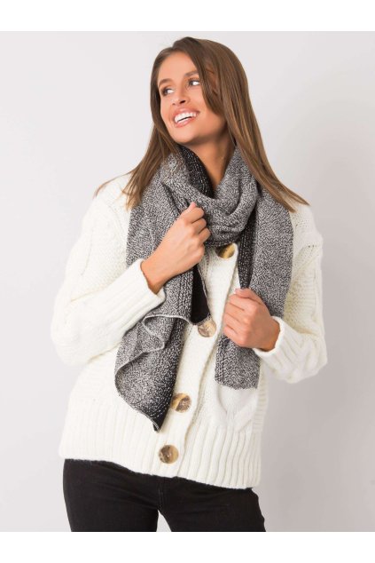 Pletený šátek černobílý