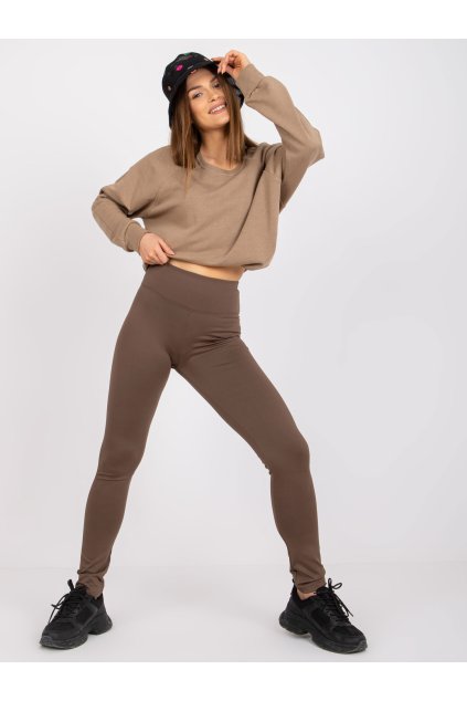 pol pl Brazowe gladkie legginsy basic na co dzien 384600 1