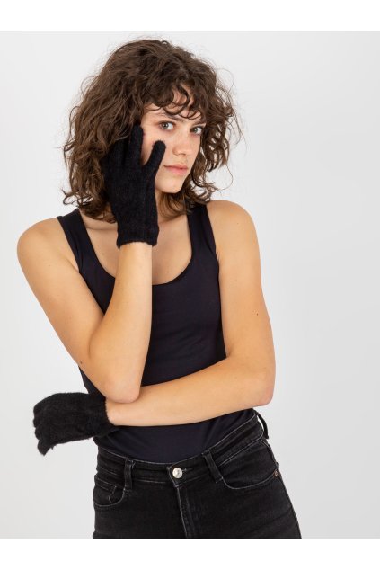 Zimní chlupaté rukavice černé