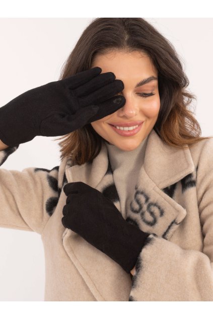 Dotykové zimní rukavice s geometrickými vzory černé