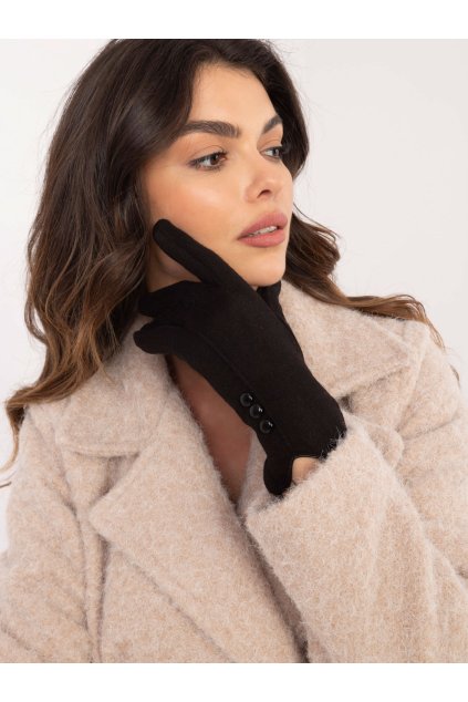 Dotykové zimní rukavice s ozdobnými puntíky černé