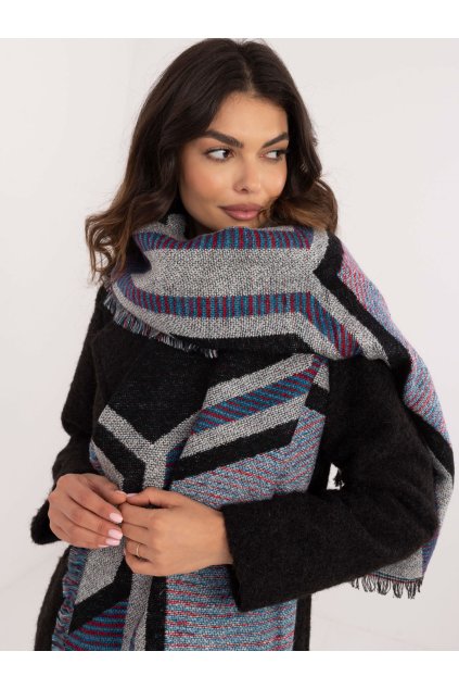 Zimní vzorovaná šála černá a šedá