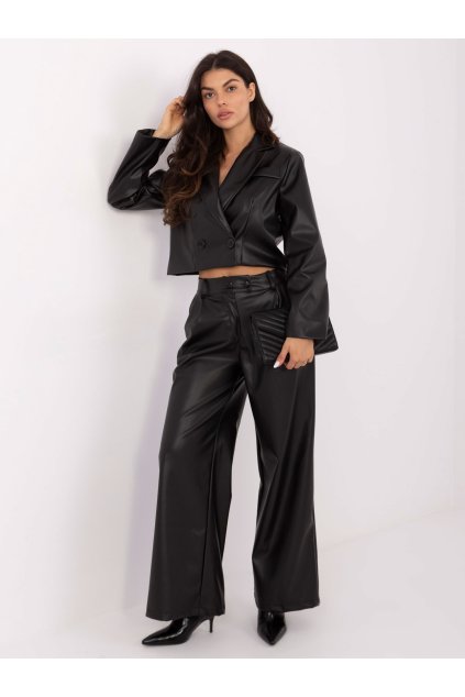 pol pl Czarne szerokie spodnie z ekoskory RUE PARIS 415376 1