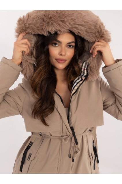 pol pl Hurt Bezowa zimowa kurtka parka z kieszeniami 410157 1