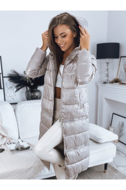Odepínací prošívaná zimní bunda béžová