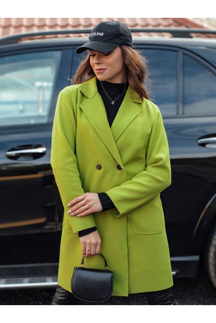 Elegantní hladký kabát limetkový