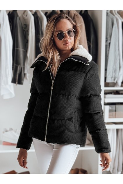 Dámská zimní manšestrová bunda černá