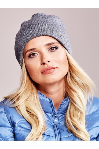 Čepice s lesklou nití šedá