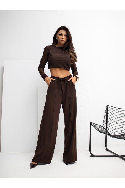 pol pl Czekoladowe dresowe spodnie z przeszyciami RUE PARIS 415935 4