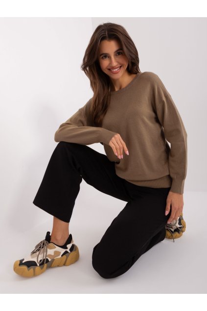 Klasický svetr s podílem bavlny hnědý