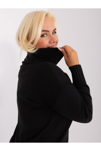 Rolákový svetr s rozparky černý