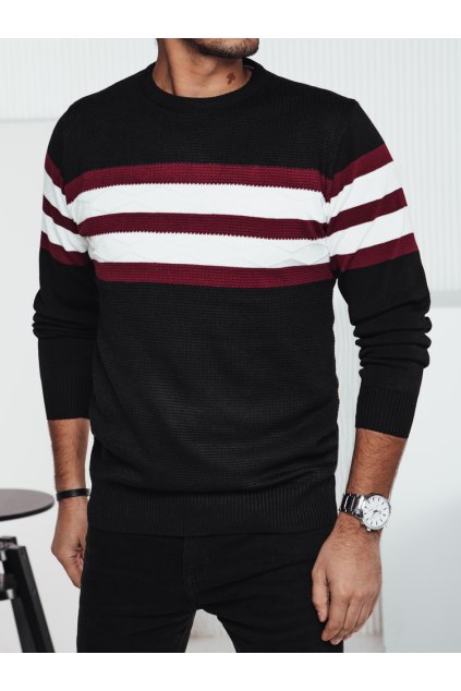 Pánský svetr s podílem vlny s pruhy