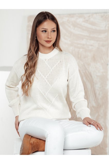 Dámský oversize svetr s podílem vlny bílý