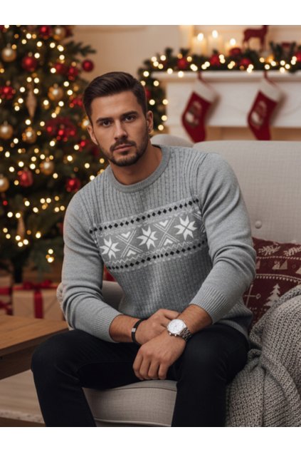 Pánský vánoční svetr šedý
