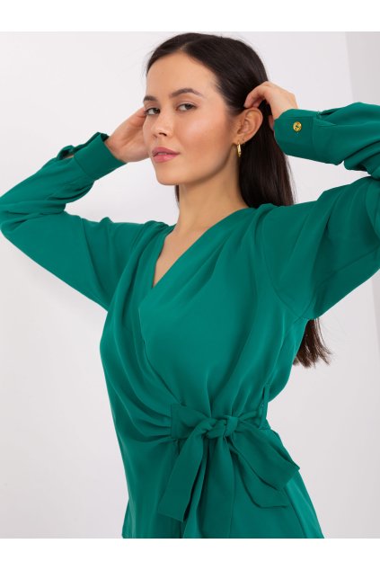 pol pl Hurt Ciemnozielona kopertowa bluzka wizytowa z wiazaniem 404249 1