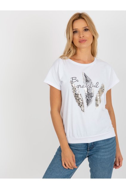 Bílá halenka s lesklým potiskem