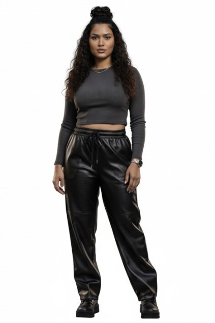 Koženkové kalhoty vyteplené