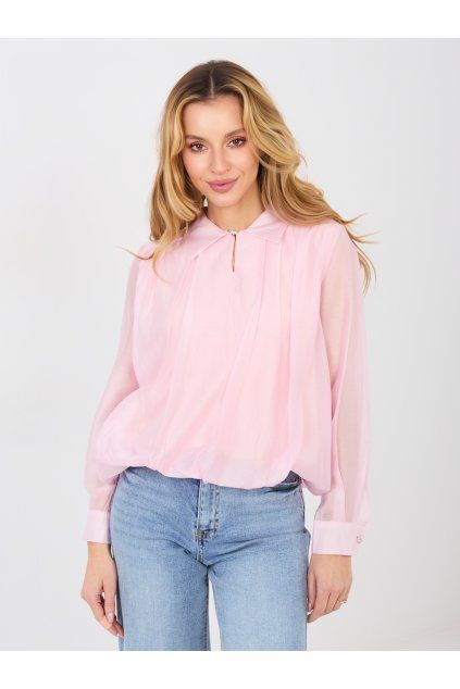 Světle růžová společenská halenka