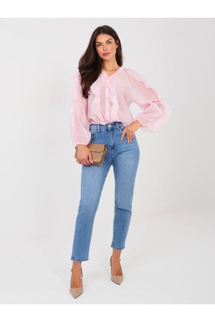 Modré dámské džíny s elastickým pasem