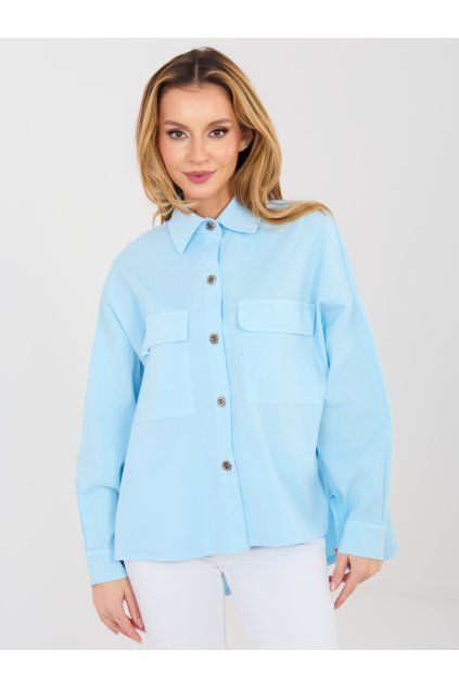 Košile s rozparky světle modrá