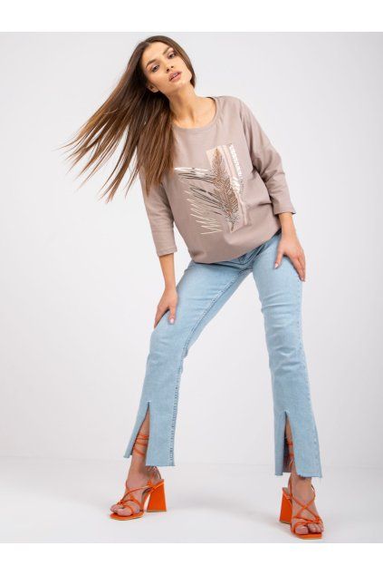 Tmavě béžová halenka s aplikací