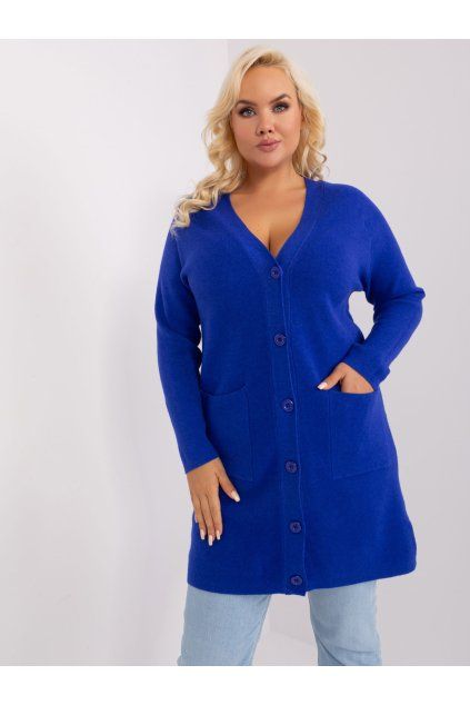 Modrý dlouhý svetr s kapsami