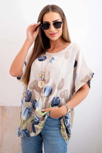 cze pl Damska bavlnena kosile s kvetinovym vzorem bezovy 32101 3 result