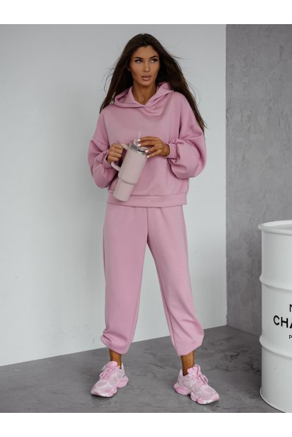 Mikinová souprava pudrově růžová