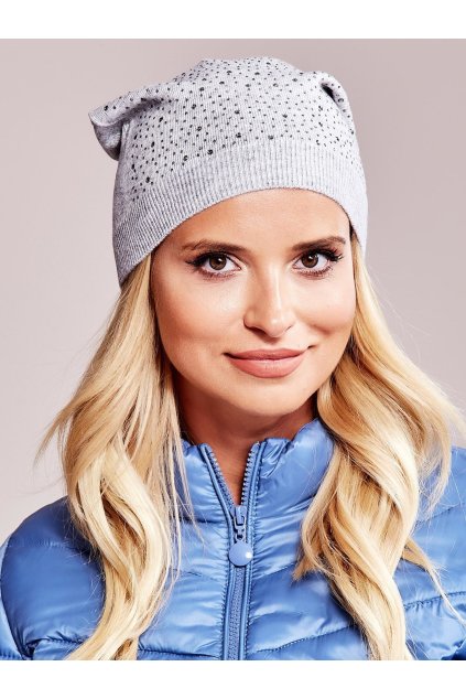 pol pl Jasnoszara czapka beanie z aplikacja 289888 1